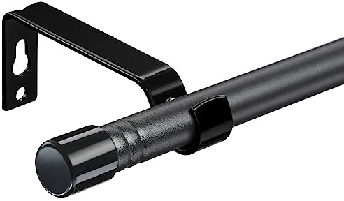 HARRMS Gardinenstange, 16mm Gardinenstange Schwarz Matt 76-158cm, Vorhangstange Ausziehbar Scheibengardinenstange Wandmontage mit Halterungen und Endstücken für verdunklungsvorhänge Outdoorvorhänge