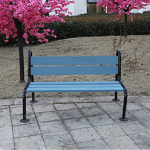 Gartenbänke für Draußen, Lattenrost for Den Außenbereich mit Metallrahmen, Holzgartenbank for Zuhause, Terrasse, Terrasse, Hinterhofmöbel, Sitzbank aus Holz ( Color : Blue , Size : 150cm )