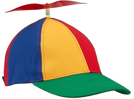 Relaxdays Propeller Mütze, gestreift, für Damen & Herren, Kopfumfang 55-61 cm, Fasching, Festival, Helikoptermütze, bunt | Kopfumfang 55-61 cm, Fasching, Festival, Helikoptermütze