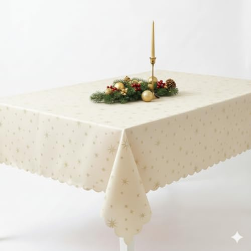 Lurex Tischdecke Sterne Glitzer Weihnachten Christmas Gold Rechteckig 130 x 160 cm
