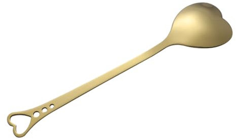 Alipis Gold Plated Heart Shaped Dessert Spoon Stainless Steel Scoop for Home Restaurant Coffee Shop Serving Cakes Ice Cream Sweet Treats 5.5 Inch