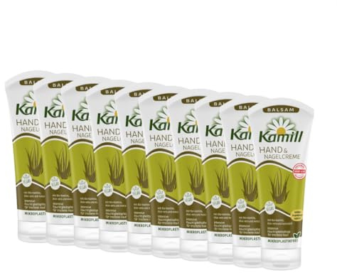 Kamill BALSAM - Crema de manos y uñas (10 x 100 ml), 10 unidades, ofrece un cuidado intensivo, hidratación y protección con aceite de aguacate y aloe vera para manos secas y estresadas, sin