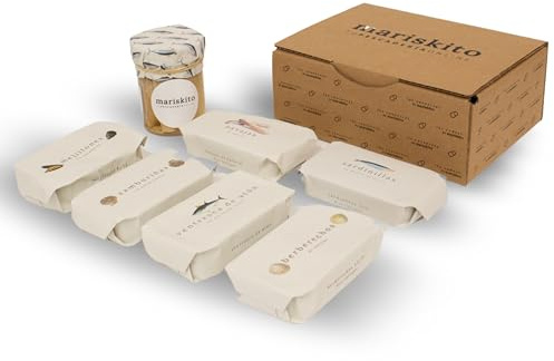 MARISKITO | Pack La Mar de Rico - 7 Conservas Gourmet - Latas de Conservas Gallegas - Caja Regalo - Lote de Productos Delicatessen