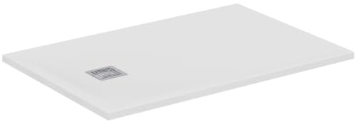 Ideal Standard - Ultra Flat S+, Receveur de douche rectangulaire ultra-mince en résine effet pierre, 120x80cm, Ideal Solid, Échappement côté court, Blanc