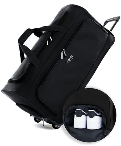 FERGÉ Reisetasche mit Rollen Paris | Separates Schuhfach Weichgepäck Trolley Reisetasche Weekender Paris 90 Liter, schwarz