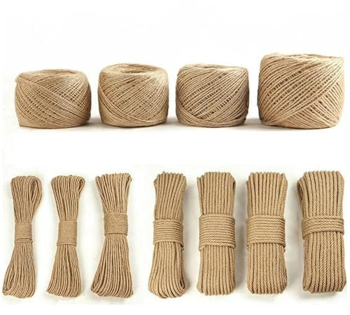1 mm - 12 mm natürliche Jute-Seil, Schnur für Hochzeiten, Gürtelriemen, Floristik, Party, Gartenarbeit, Dekoration, DIY-Geschenkverpackung, 6 mm x 4,5 m