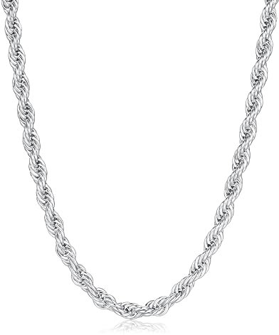 Luxury Silver Luster - 8mm Premium Gold-Plated Rope Chain Necklace - Replica of High-End Silver Chains, Crafted with Exquisite Detailing - Bling King London