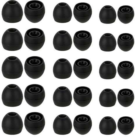 Lot de 30 embouts de rechange, en silicone, confortables, compatibles avec la plupart des écouteurs intra-auriculaires, noirs, 3 tailles