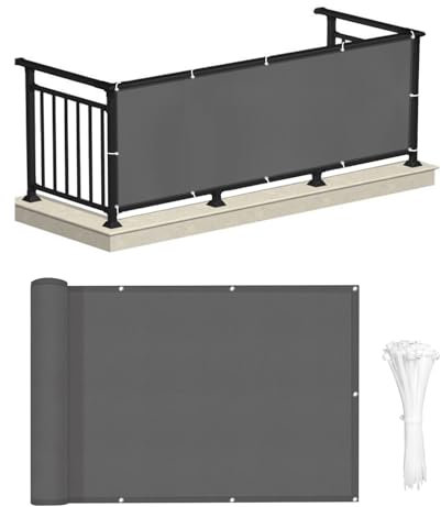 LOVE STORY Brise Vue pour Balcon 100x200cm, Imperméable Couverture de Confidentialité Écran(PES),Protection UV Opaque pour Balcon with Cable Ties,Pare-Soleil pour Jardin Extérieur,Anthracite