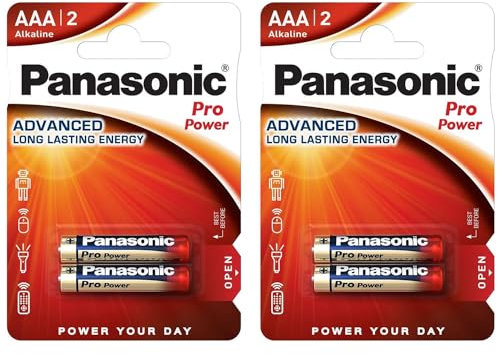 PANASONIC Confezione da 2 blister da 2 batterie alcaline Pro Power Gold AAA LR03-1,5 V