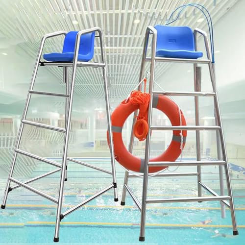 Piscine Sauveteur Échelle 2 Packs De Chaises De Sauvetage pour Piscine, 180cm Chaise Sauveteur Plage/Compétition Tabouret À Échelle pour L'observation, Tabouret Bar en Acier Inoxydable Amovible