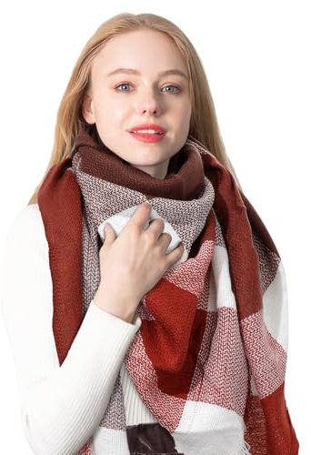 Coubeau Klassischer karierter Schal für Damen - Schal aus Kaschmirimitat, warmer Winterschal, Dreiecksschal