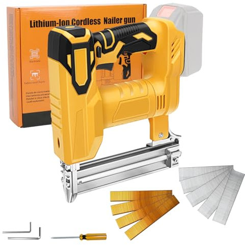 Akku Tacker Nagelpistole Kompatibel mit Dewalt 18V 20V Max Batterien (Ohne Akku), 2-in-1 Elektrotacker Elektronagler mit 500 Gerade Nägel und 500 U-förmige Nägel, für Holz/Stoff/Teppich