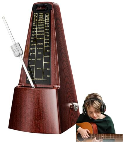 CHANGLKJ Mechanisches Musikmetronom, Antikes Mechanisches Metronom, 40–208 Tempoeinstellungen Und 1% Toleranz, Hochpräziser Track-Beat Und Tempo, Langlebig Für Klavier, Schlagzeug, Bass, Violine