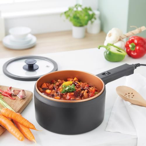 3 PAGEN® Pentola elettrica con coperchio, 2 litri, antiaderente Hot Pot multicooker, cottura senza fornello, padella elettrica, pentola elettrica con 2 regolatori di temperatura, multifunzione e