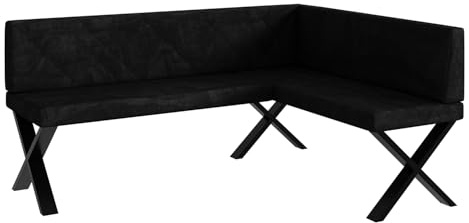 MEBLINI Eckbank für Esszimmer - Küchenbank - Essecke - Sitzecke Küche - ERIC - X-Beine 128x168x87cm Rechts - Graphit Samt