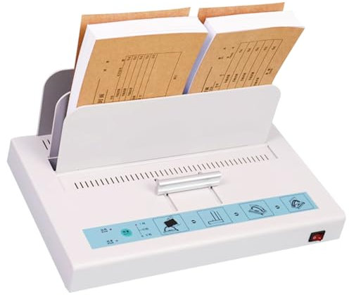 Elektrisches Heißschmelzbindegerät, Universal-Thermobindegerät mit 1–50 mm Bindestärke, A3 (kurze Kante)/A4/A5-Dokumenten-Wärmebindegerät, Eingebautes Kühlregal für Ausschreibungen, Versicherungsvertr