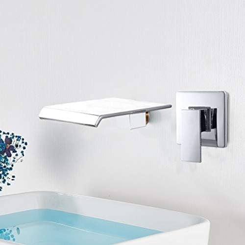 QTYQWC Chrom Wasserfall Waschtischarmaturen Wandmontage Wasserfall Wasserhahn Einhebelmischer Bad Wasserfall Waschtischarmatur