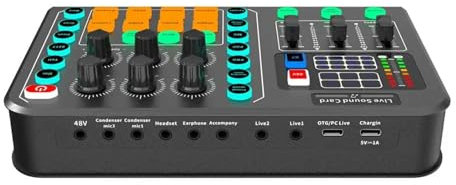 Mélangeur Au-dio M6, carte son, dispositif de changement de voix, Table externe for casque USB, micro, ordinateur portable, PC, diffusion en direct, jeu de musique ,Compatibilité Avec La Plupart Des A