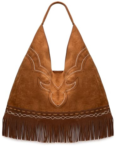 Montana West Fringe Hobo Bags for Women Large Western Shoulder Purses Ladies Top Handle Handbag MW1341-9182BR