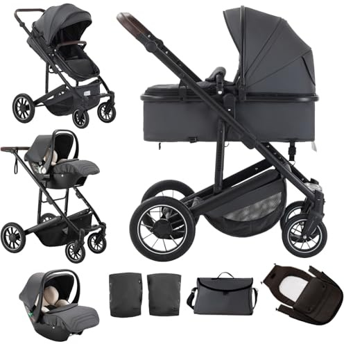 Lnhcrbs 3 in 1 Pushchair, Travel System,Grey-Pushchair and Pram, 22Kg