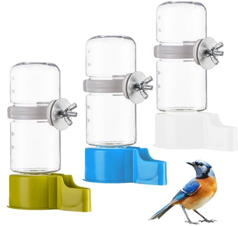 Roinaid Vogeltränke Käfig 3 PCS Vögel Wasserspender Automatischer Trinkflaschen für Käfig 140ml für Wellensittiche Unzertrennliche Nymphensittiche