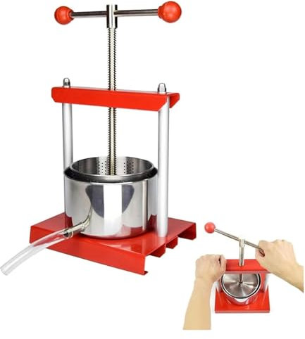 DXYOYONGOZ Weinpresse, Beerenpresse, Obstpresse, Manueller Saftabscheider aus Edelstahl, manuelle Weinpresse mit Verlängerungsrohr for Honig, Saft, Trauben(6l)