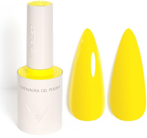 Venalisa Gel Nail Polish Yellow 10ml Stylish Round Bottle with Top Label Showing Colour and Number UV Gel Polish for Stunning Nail Art Design 5037