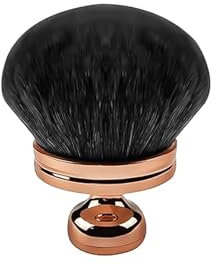 LUMOOM Kabuki - Brocha extra grande en forma de hongo para polvos, para maquillaje, para base de maquillaje, corrector, colorete (oro rosa y negro)