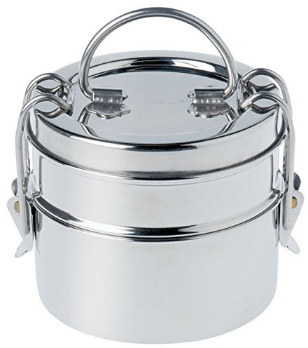 Sky Enterprises Global Stainless Steel Lunch Box 2 Tier Container Carrier Set Indian Tiffin