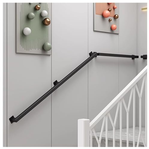 Black Stair Handrail Indoor & Outdoor Railing Wall Mounted Banister for Home Hallways Lofts Terraces 50 CM (1.6 FT) Safety Support