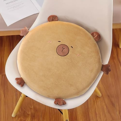 Ueiwffzo Capybara Sitzkissen Kinder, Rund Stuhlkissen Memory Schaum Sitzpolster 40cm Abnehmbare Bodenkissen Stuhl Sitzpolster, Weiche Sitzauflage für Kindergärten Schule Kinderzimmer Deko