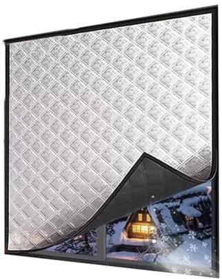 Window Insulation Film Winter Stop Draft Keep Cold Out Window Cover Reusable Keep Warm Windproof Soundproofing Easy to Open for Ventilation(80x120 cm)