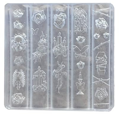 Set de moules de manucure flexibles pour créer des œuvres d'art détaillées en gel sur les ongles et des accessoires faits à la main. Moule de manucure transparent en silicone