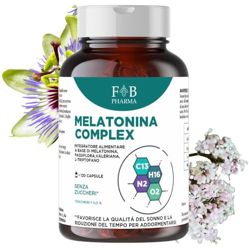 Melatonina Complex 120 Capsule | Melatonina 1 mg per Ridurre il Tempo di Addormentamento | Con Valeriana e Passiflora per Rilassamento e Sonno Naturale | Integratore Notte | Made in Italy