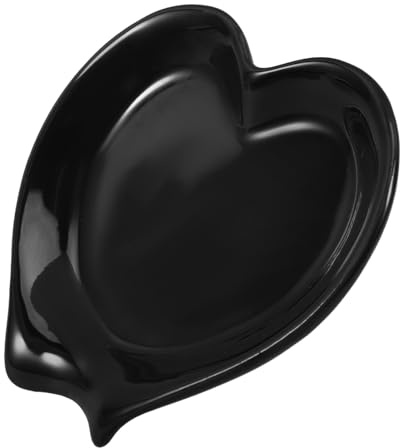 BESPORTBLE Reposacucharas de Cerámica Negro para Encimera, Soporte Compacto para Cuchara de Sopa Reutilizable, Portacucharas Delicado para Utensilios de Cocina y Restaurante, Accesorio