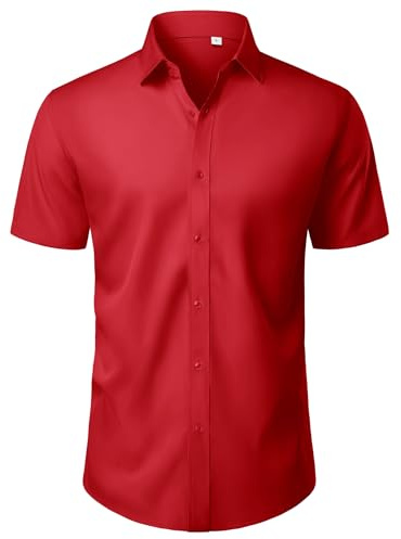 J.VER Mens Shirts Short Sleeve 4-Way Stretch Regular Fit Button Down Shirt