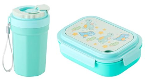 YIBOZI Ensemble boîte à déjeuner et bouilloire, plusieurs compartiments, passe au micro-ondes, boîte à déjeuner avec ensemble de couverts, récipient Bentos anti-fuite pour l'école et le bureau