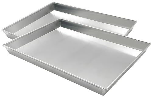 Set 2 Teglie per forno Rettangolare Pizza Lasagna Arrosti pasticceria 40x30x3 cm in Alluminio Puro 99,5% Professionale Made in Italy Alta Conducibilità Termica Ideale in Cucina Casalinga Ristorazione