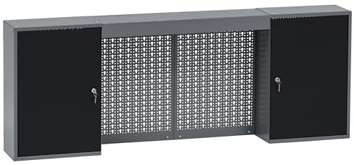 Küpper Hängeschrank 70409, 160 cm breit, inkl. Fachböden, verschließbare Türen und Lochrückwände (Schwarz)
