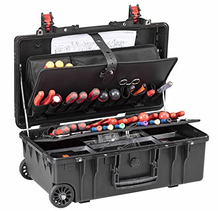 GT Werkzeugkoffer 52-21 PTS (ohne Inhalt, Werkzeugbox, Koffer mit Rollen + Teleskopgriff, leichter Kunststoff, Werkzeugtrolley inkl. Werkzeugtafeln, Dokumentenfach, Volumen 30,4 L) 488694