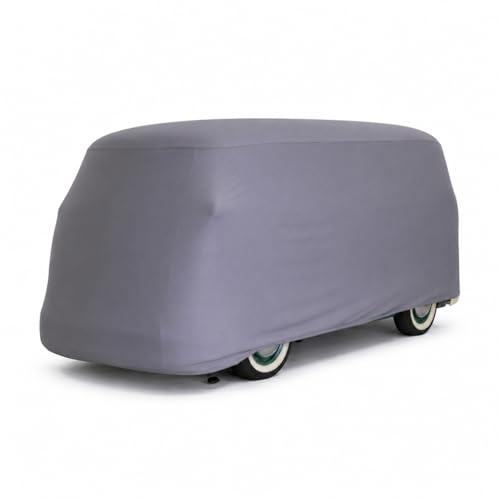 Auto Abdeckung Indoor elastisch - Autoabdeckplane Jersey - Autogarage Ganzgarage lackschonend & atmungsaktiv - Car Cover Staubschutz Garage 3 Farben & 8 Größen (Silbergrau, VW Bus: Standard T1,T2, T3)
