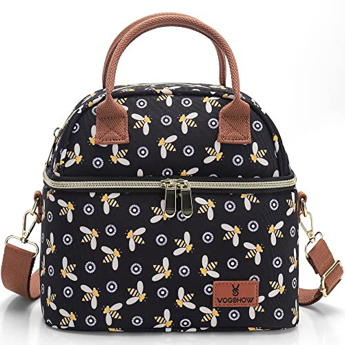 VS VOGSHOW Bolsa Termica Porta Alimentos 9L Comida Trabajo de Doble Compartimento Nevera Portátil Lunch Bag/Bolsa Almuerzo Impermeable para Mujeres Hombres