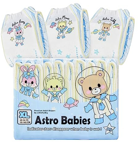 LittleForBig 5500-5800 ml Erwachsenen Gedruckten Windeln 10 Stück - Astro Babies (XL)