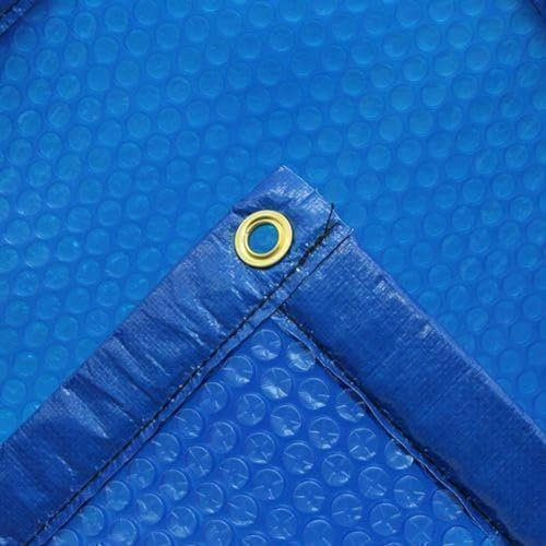 SAXONICA Pool ISO Solarfolie Ovalpool 530 x 320 cm I blau I mit Randverstärkung I Poolabdeckung Luftpolsterfolie