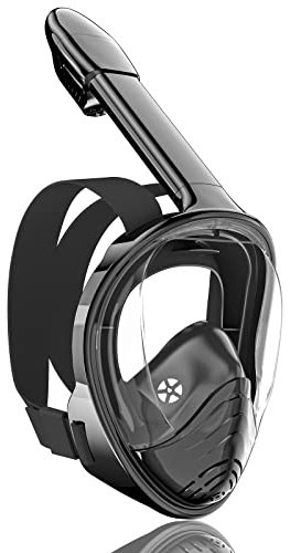 QingSong Full Face Snorkel Mask for Adults, Snorkeling Gear with Camera Mount, 180 Degree Panoramic View Snorkel Set Anti-Fog Anti-Leak