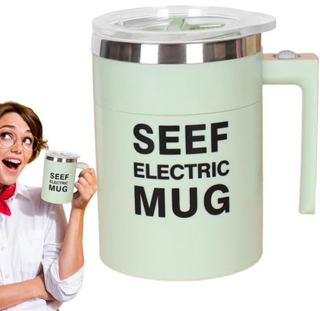 Taza de mezcla automática, taza de café con agitación automática de 400 ml con tapa y asa, agitador de acero inoxidable, taza eléctrica portátil para café, chocolate caliente, té con leche, matcha