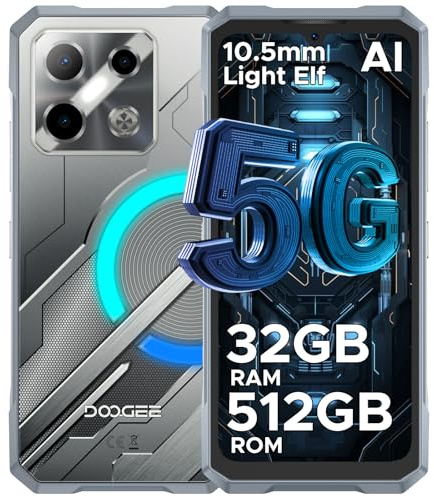 DOOGEE Blade GT Pro Movil Resistente 5G, 32GB+512GB/2TB, 6,72 FHD+120Hz Móvil Rugerizado 5800mAh, 100MP+32MP, Gemini AI Octa Core Teléfono Irrompible Android 14, NFC/Face ID/GPS/OTG/Efecto de luz LED
