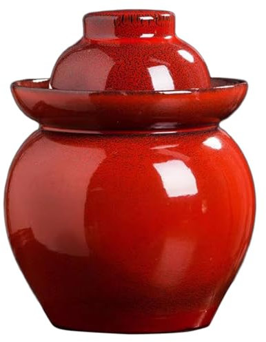 PXAMORTEL Vaso per sottaceti in Ceramica, Grandi vasi di fermentazione in Porcellana Cinese Tradizionale for Cucina(Red,10L)