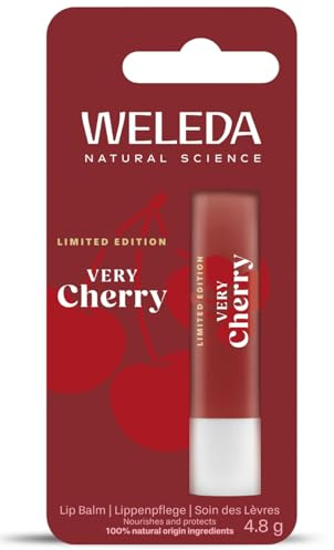 WELEDA Bio Very Cherry Lip Balm Limited Edition - Naturkosmetik Lippenbalsam mit Sheabutter, Jojobalöl & Bienenwachs – Natürliche Lippenpflege mit Kirsche Duft für trockene Lippen (1x 4,8g)